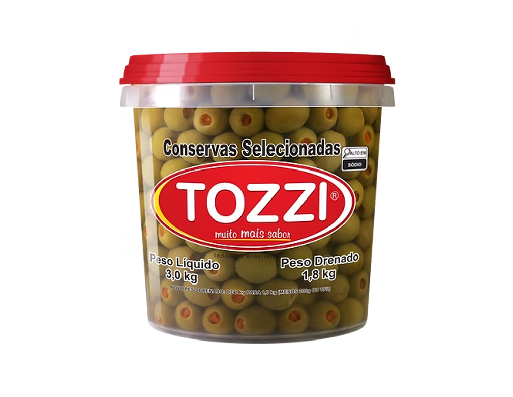AZEITONA VERDE RECHEADA TOZZI 1,8 KG (CX 4 BD)
